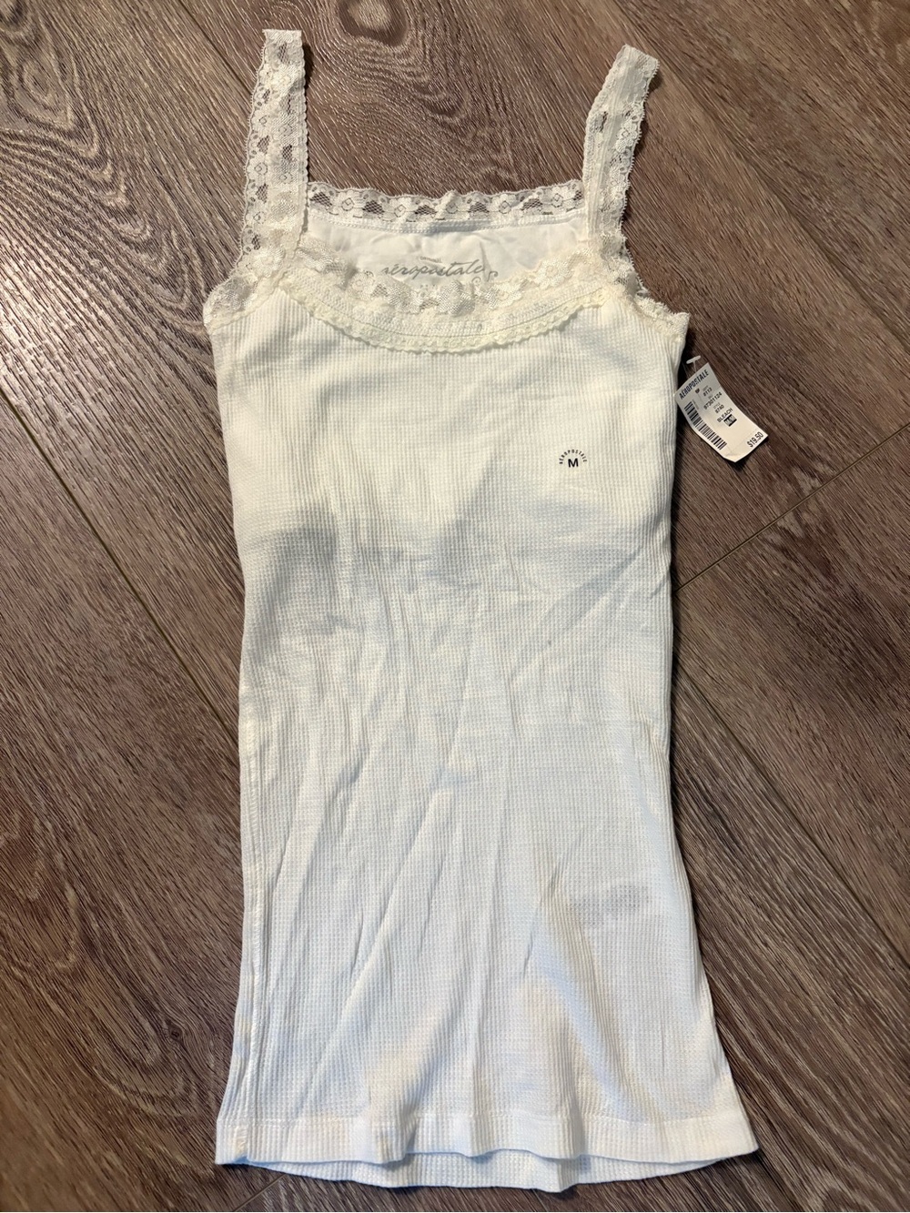 VTG Y2K AERO Aeropostale Lace Embellished Cami Cotton Bra Tank M Medium NWT